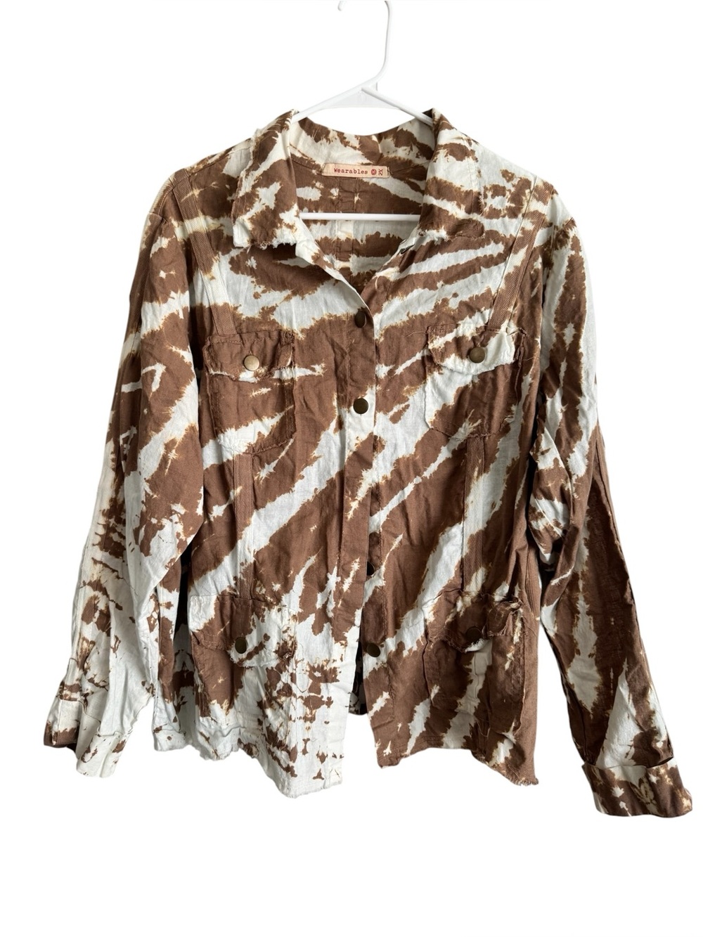 Wearables Tie-Dye Brown & White Button-Down Shirt Jacket